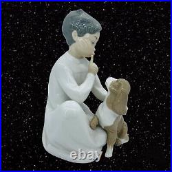 Vintage Lladro Figurine #4522 Retired Boy W Dog Glossy Crocker Spaniel 7T 5.5W