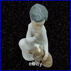 Vintage Lladro Figurine #4522 Retired Boy W Dog Glossy Crocker Spaniel 7T 5.5W