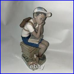 Vintage Lladro Figurine #5250 Exam Day Black Legacy Student & Dog Retired