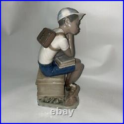 Vintage Lladro Figurine #5250 Exam Day Black Legacy Student & Dog Retired