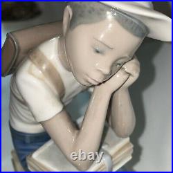 Vintage Lladro Figurine #5250 Exam Day Black Legacy Student & Dog Retired