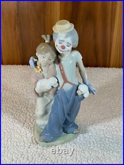 Vintage Lladro Figurine #7686 Pals Forever Clown Girl Dogs Puppies