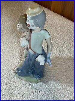 Vintage Lladro Figurine #7686 Pals Forever Clown Girl Dogs Puppies