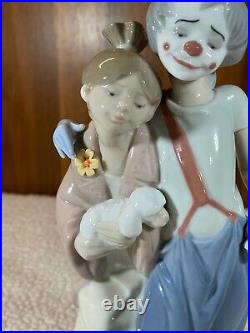 Vintage Lladro Figurine #7686 Pals Forever Clown Girl Dogs Puppies