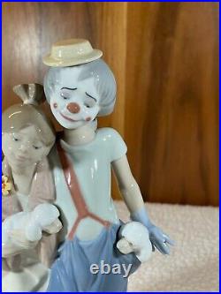 Vintage Lladro Figurine #7686 Pals Forever Clown Girl Dogs Puppies