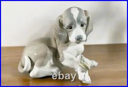 Vintage Lladro Figurine Dog and Snail #1139 Beagle Retired