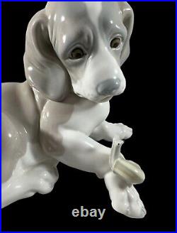 Vintage Lladro Figurine Dog and Snail #1139 Beagle Retired