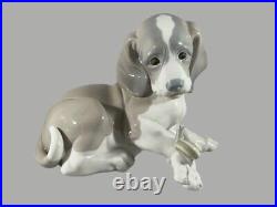 Vintage Lladro Figurine Dog and Snail #1139 Beagle Retired