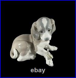 Vintage Lladro Figurine Dog and Snail #1139 Beagle Retired