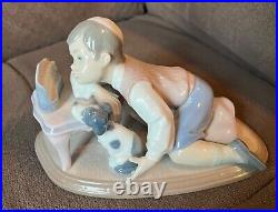 Vintage Lladro Figurine Jewish Boy with Dog Hanukkah Lights 6027 Retired 2000