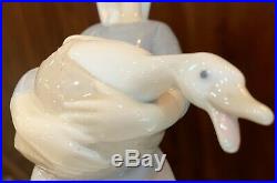 Vintage Lladro Figurine Lady Holding Goose With Dog Stamped Perfect Condition