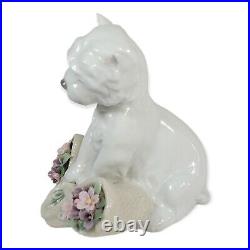 Vintage Lladro Figurine Playful Character White Westie Puppy Dog Sculpture #8207