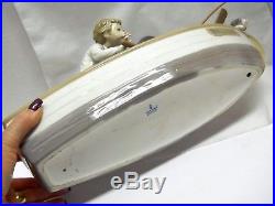 Vintage Lladro Fishing with Gramps #5215 Grandpa on Boat with Dog with Wood Base