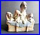 Vintage Lladro Four Beagle Puppies Dogs In Basket With Blanket # 0131 Retired