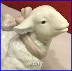 Vintage Lladro Girl Lamb in Pink Bow #6547 PORCELAIN FIGURINE 4 no box