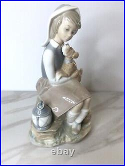 Vintage Lladro Girl with Lantern Dog and Honey Figurine #4910 Jose Roig
