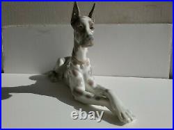 Vintage Lladro Gray Spotted Great Dane Dog 12 Figurine RARE Made 1971 1974