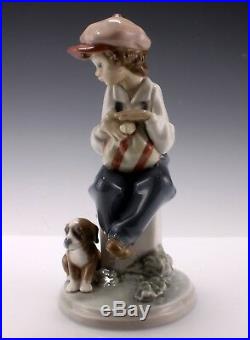 Vintage Lladro My Best Friend Boy Sitting With Dog Porcelain Figurine 5401