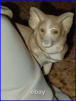 Vintage Lladro Not To Close Lady and Dog Figurine with birds too