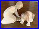 Vintage Lladro Porcelain Figurines Spain Girl With Slippers Sad Dog Retired