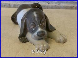 Vintage Lladro Porcelain Sleepy Pup Beagle Figurine