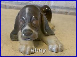 Vintage Lladro Porcelain Sleepy Pup Beagle Figurine