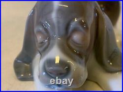 Vintage Lladro Porcelain Sleepy Pup Beagle Figurine