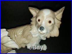 Vintage Lladro Retired # 4857 Large Papillon Dog Hand painted Porcelain Figurin