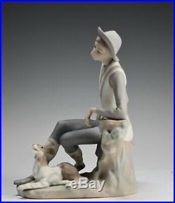 Vintage Lladro Shepherd Boy With Dog Matte Finish Porcelain Figurine 4659