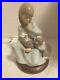 Vintage Lladro Sitting Girl Dog Cat Porcelain Figurine