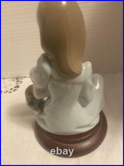 Vintage Lladro Sitting Girl Dog Cat Porcelain Figurine