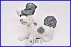 Vintage Lladro Skye Terrier Dog Porcelain Figurine Retired 1985 White & Gray Dog