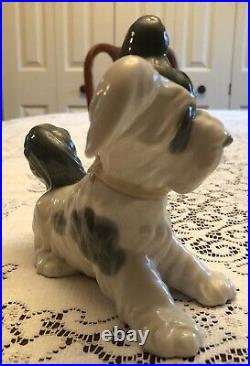 Vintage Lladro Skye Terrier Dog Porcelain Figurine Retired 1985 White & Gray Dog