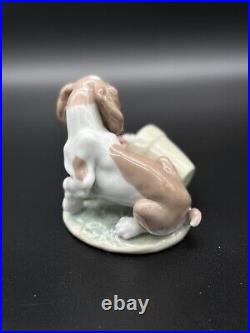 Vintage Lladro Spain #7672'It Wasn't Me!' Dog Flowers Porcelain Figurine