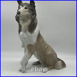 Vintage Lladro Spain Large sitting Rough COLLIE Dog Figurine 6455 Retired withBox