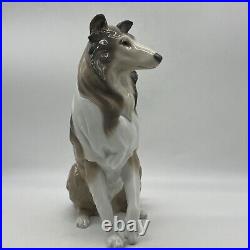 Vintage Lladro Spain Large sitting Rough COLLIE Dog Figurine 6455 Retired withBox