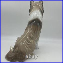 Vintage Lladro Spain Large sitting Rough COLLIE Dog Figurine 6455 Retired withBox