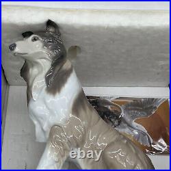 Vintage Lladro Spain Large sitting Rough COLLIE Dog Figurine 6455 Retired withBox