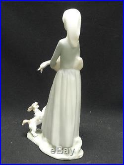 Vintage Lladro Tall Figurine #4866 Girl With Goose And Dog Matte Retired