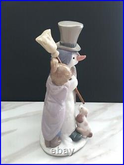 Vintage Lladro The Snowman Boy Girl Playing in Snow with Dog Large Figurine 5713