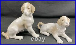 Vintage Pair of Nao by Lladro Dog Puppy Figurines