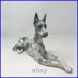 Vintage Rare Lladro Spotted Great Dane Figurine Made In Spain and Signed