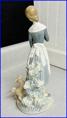 Vintage Rare Nao by Lladro Figurine Girl With Basket's Flowers And Dog 11