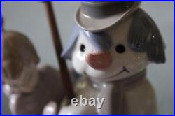 Vintage Retired Lladro 5713 Snowman Boy, Girl & Dog In Snow Porcelain Figurine