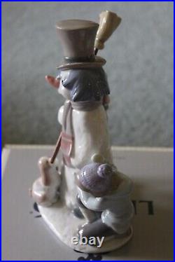 Vintage Retired Lladro 5713 Snowman Boy, Girl & Dog In Snow Porcelain Figurine