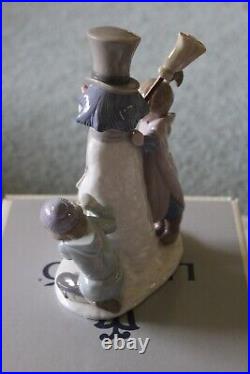 Vintage Retired Lladro 5713 Snowman Boy, Girl & Dog In Snow Porcelain Figurine