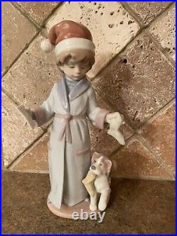 Vintage Retired Lladro 6166 Dear Santa Boy With Dog