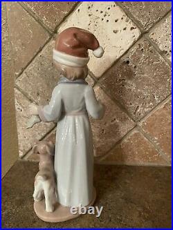 Vintage Retired Lladro 6166 Dear Santa Boy With Dog