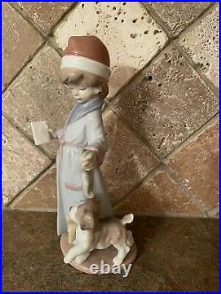 Vintage Retired Lladro 6166 Dear Santa Boy With Dog