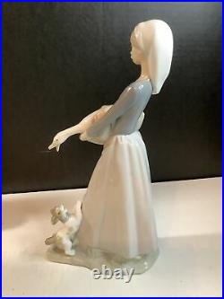 Vintage Retired Lladro Maiden With Goose And Dog Figurine 4866 10.5 Tall Mint